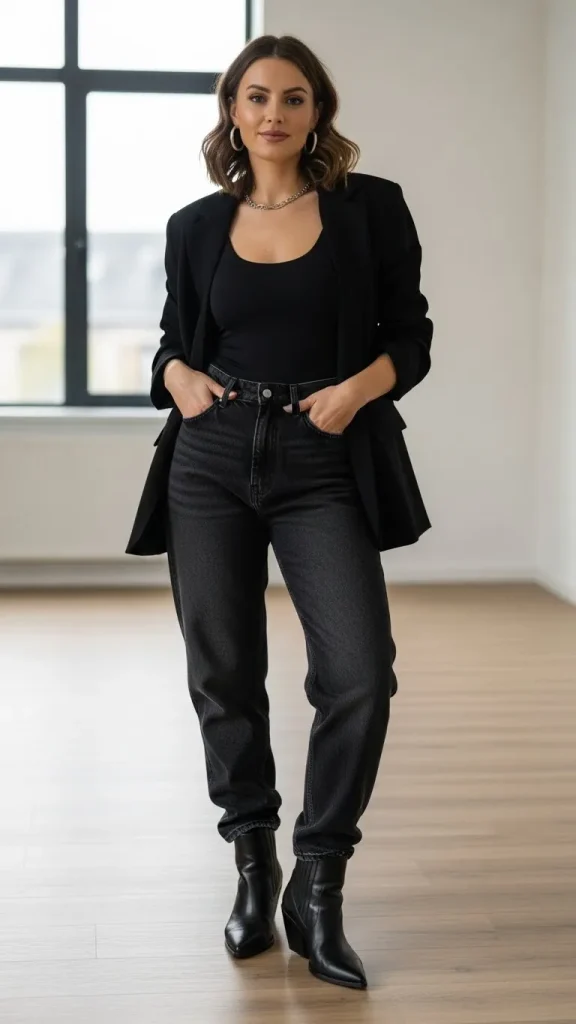 Basic Outfit With Black Jeans And Neutral Bodysuit