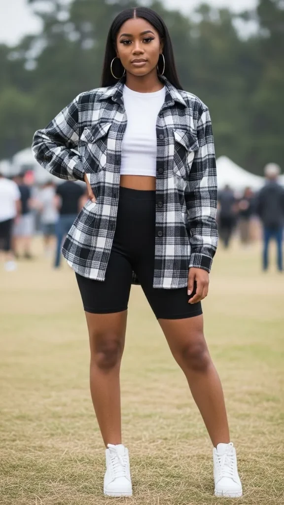 Biker Shorts Oversized Flannel