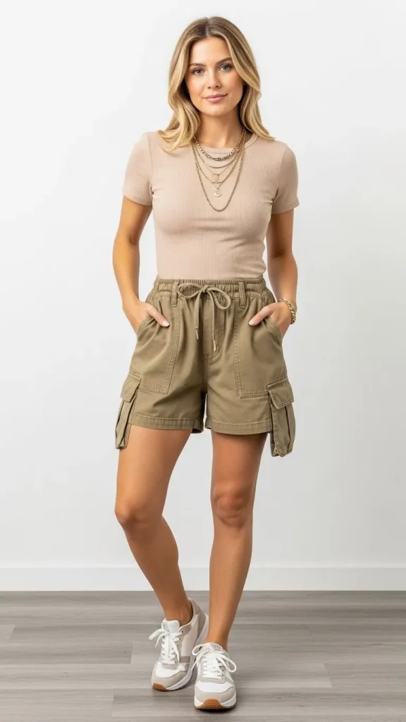 Cargo Shorts with Fitted Baby Tee