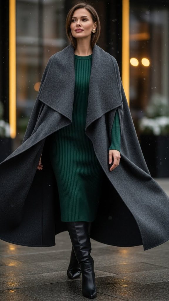 Dramatic Wool Cape Statement