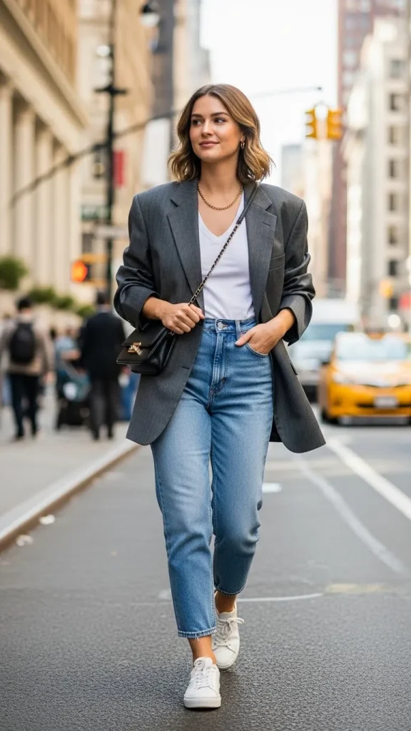 Everyday Street Style With Mom Jeans And Oversized Blazer 1