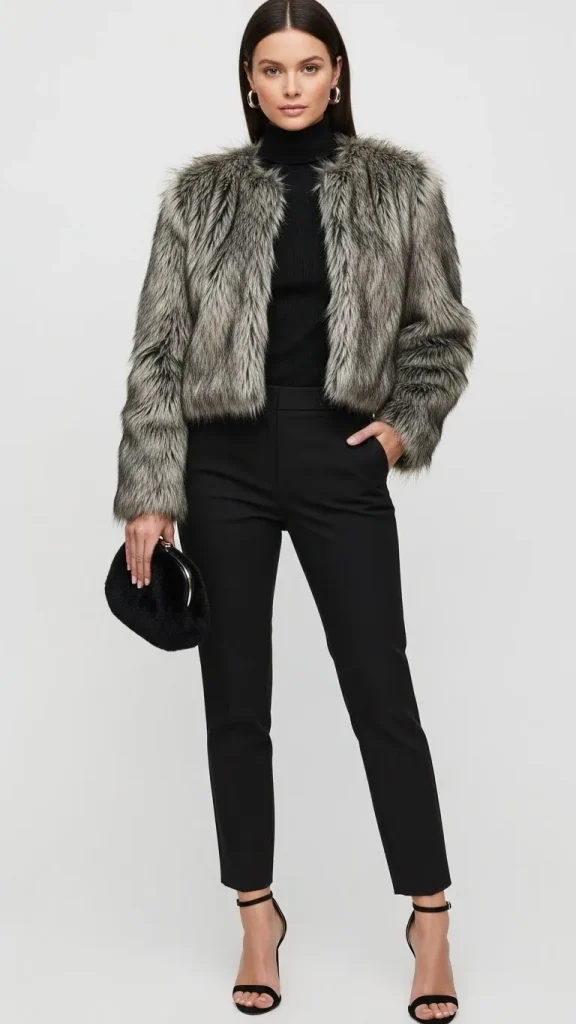 Frost Mode Faux Fur Crop Jacket