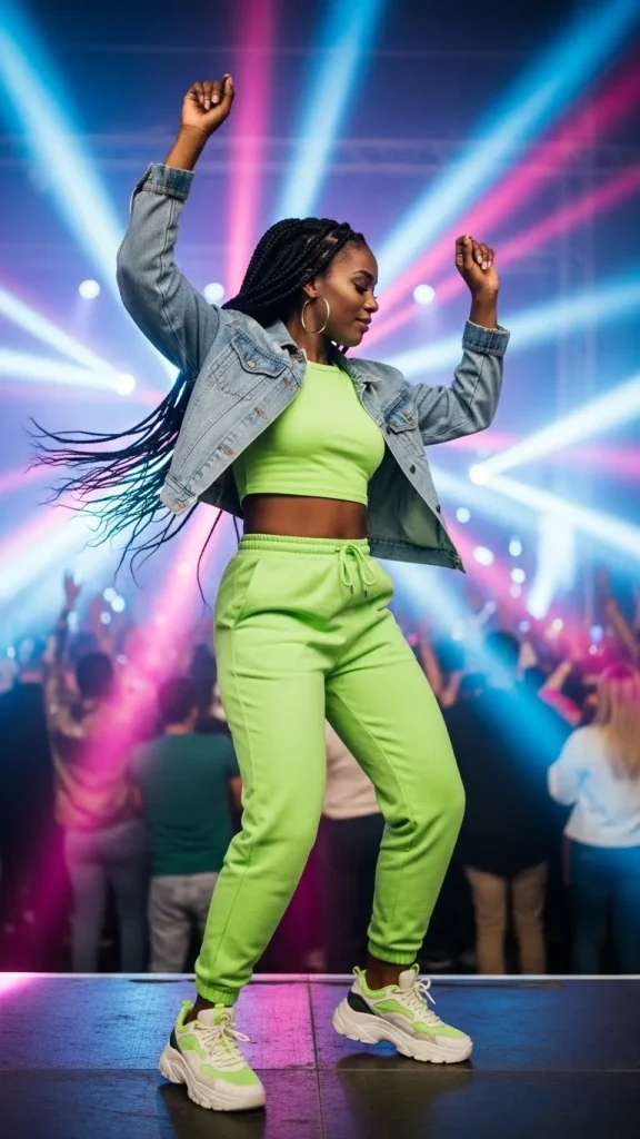 Neon Set With Denim Jacket