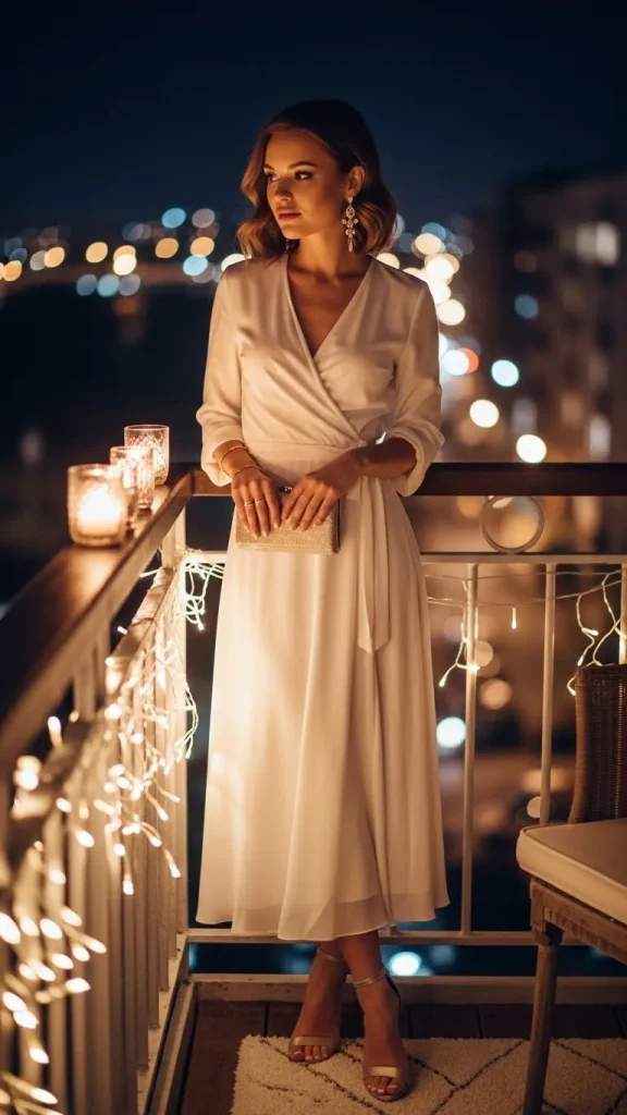 Nice Date Outfit with Wrap Dress Strappy Heels
