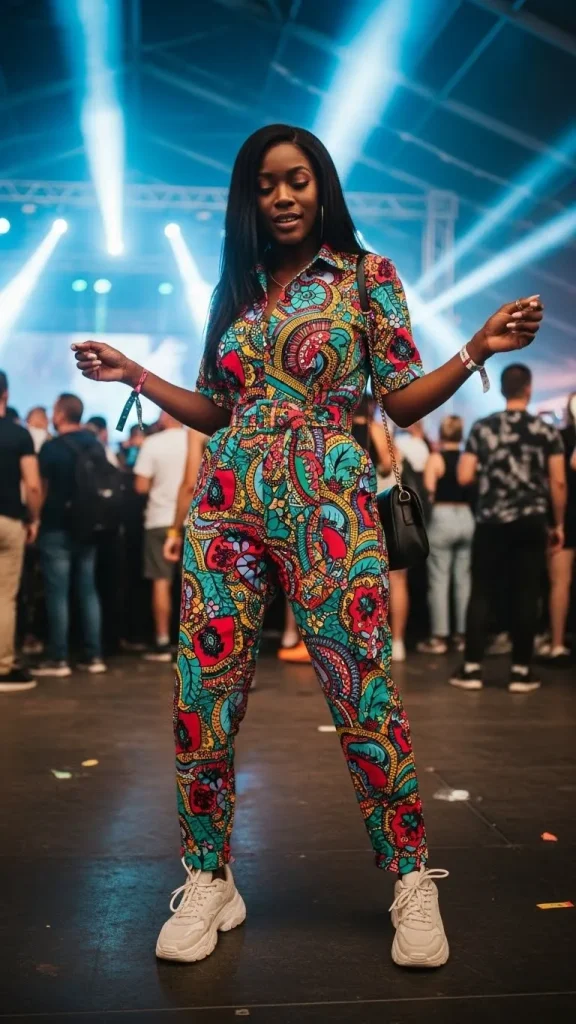 Printed Jumpsuit With Belted Waist
