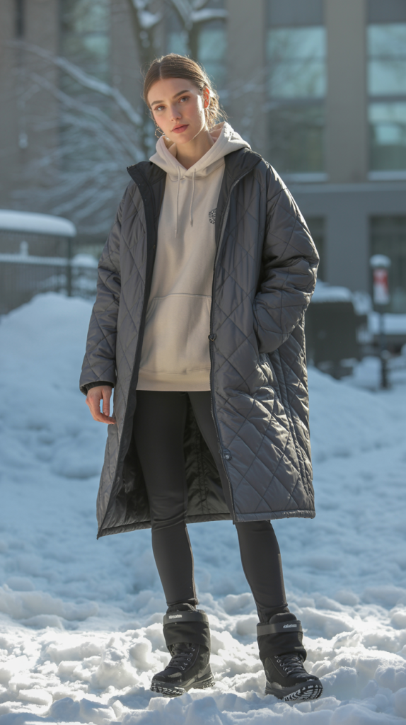 Quilted Parka with Hoodie and Leggings 1