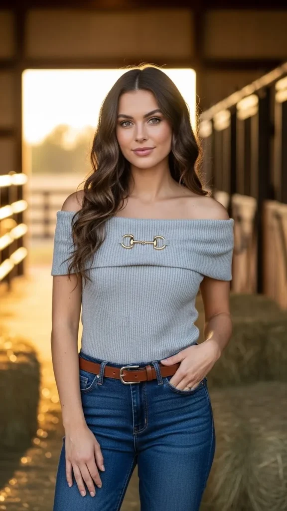 Saddle Chic Off Shoulder Top
