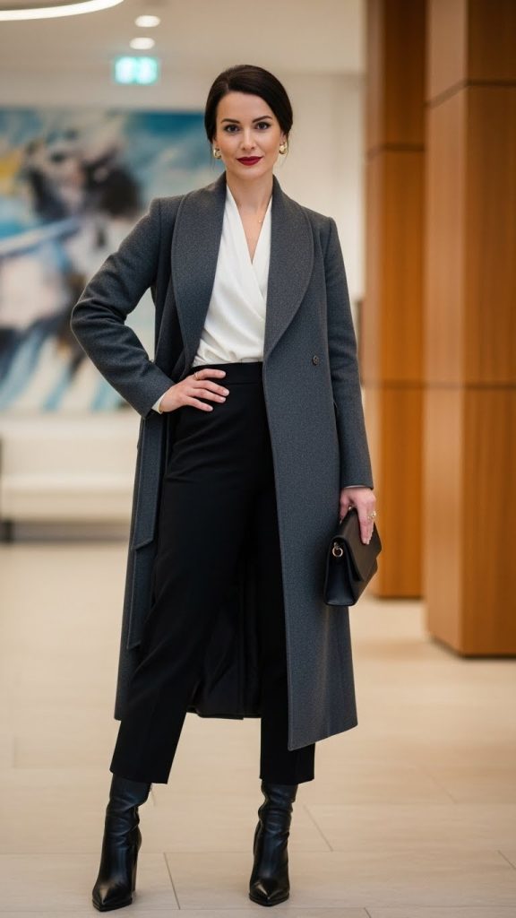 Sleek Wrap Coat Power Look