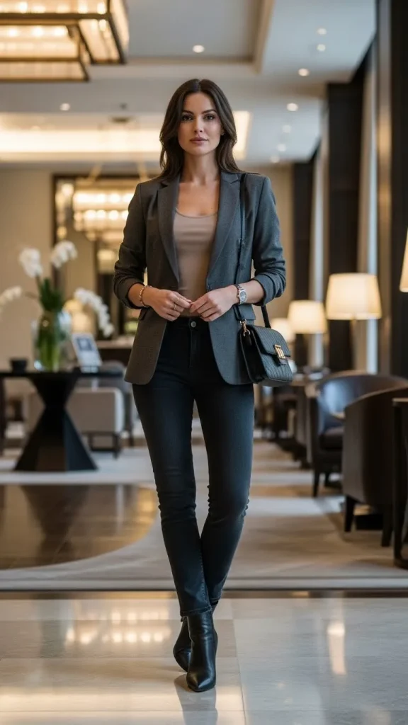 Smart Casual Outfit with Blazer Dark Jeans