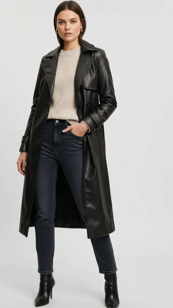 Statement Season Faux Leather Trench Coat