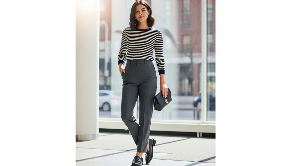 Striped Jumper with Tailored Trousers