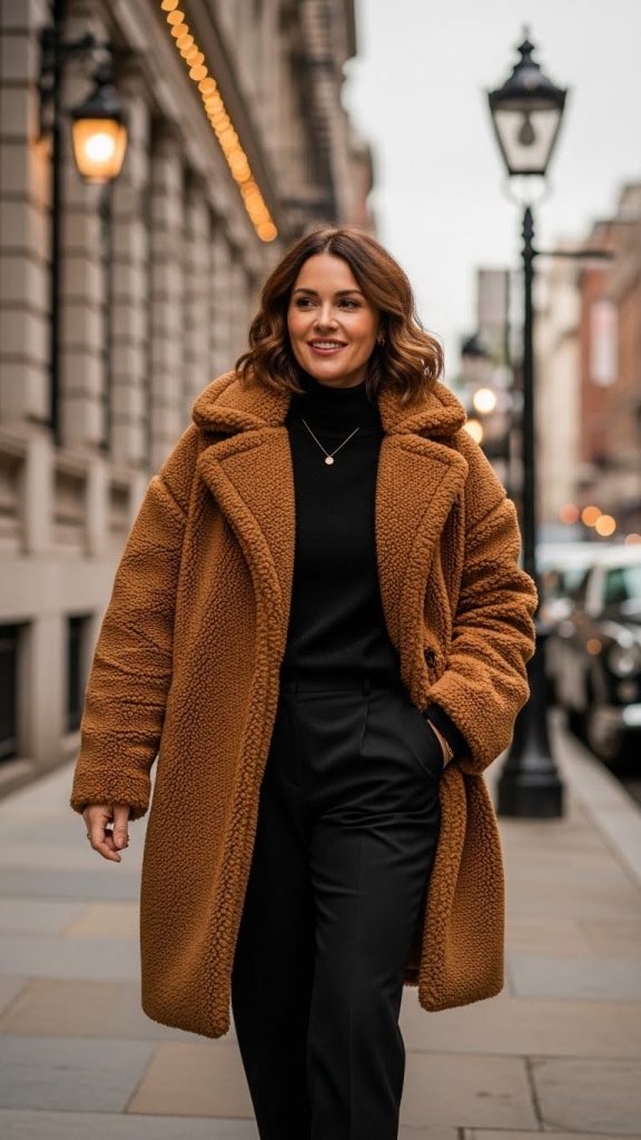 Teddy Coat with Monochrome Base
