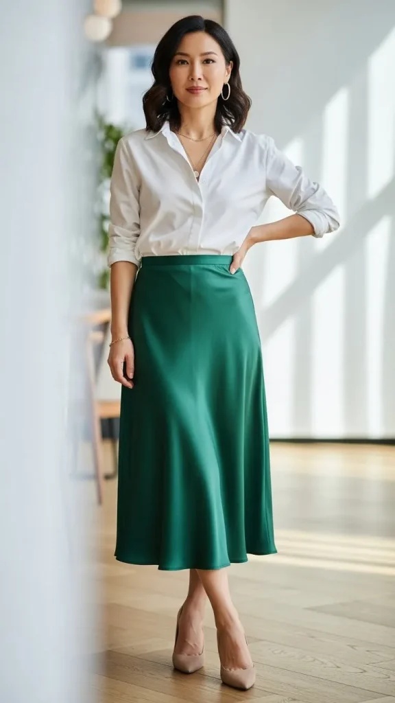 White Shirt Outfit with Skirt