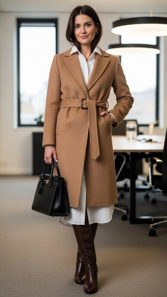 Wool Coat Over a Shirtdress