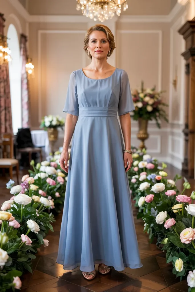 A Line Scoop Neck Chiffon Mother Of The Bride