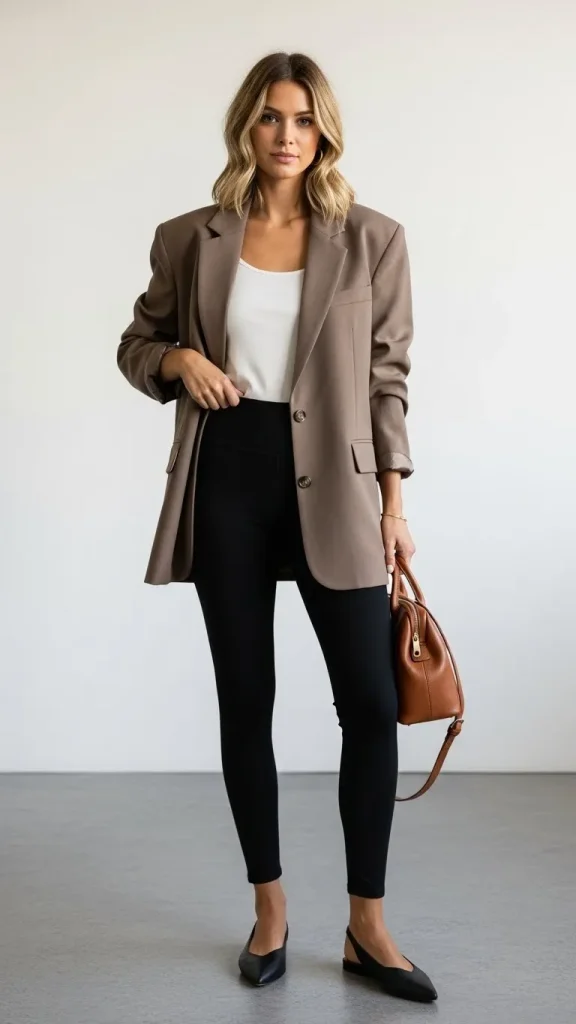 Black Leggings with Oversized Blazer 1