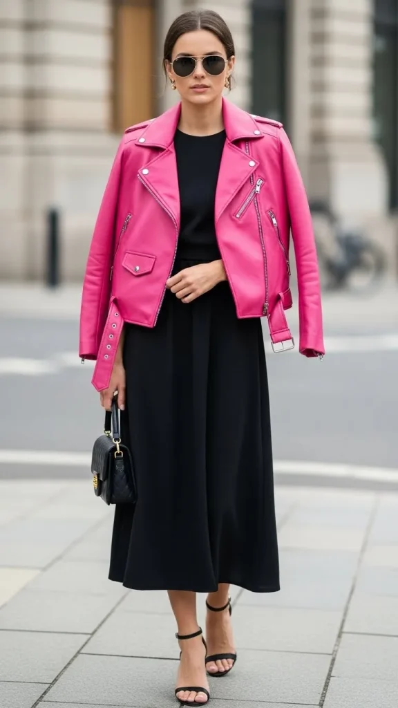 Chic Pink Leather Jacket
