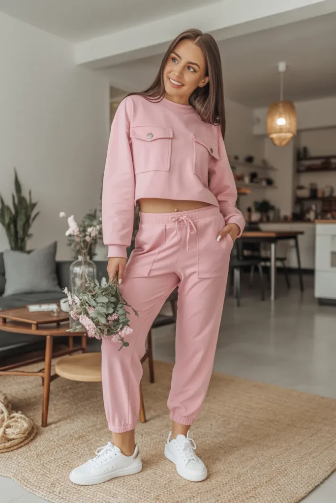 Cute Side Pocket Jogger Set Spring Outfit