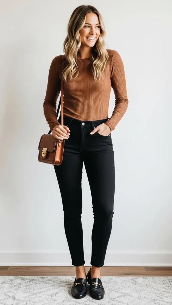 Fitted Top with Black Jeans