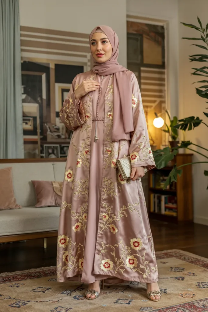 Floral Embroidered Abaya Spring Hijab Outfit