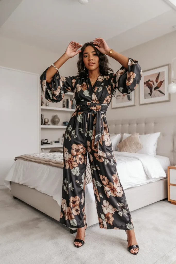Floral Jumpsuit with Statement Sleeves