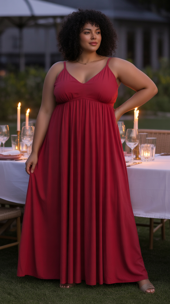 Flowy Red Maxi Dress for a Romantic Dinner