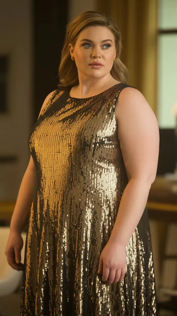 Gold Sequin Midi Dress for a Glamorous Vibe