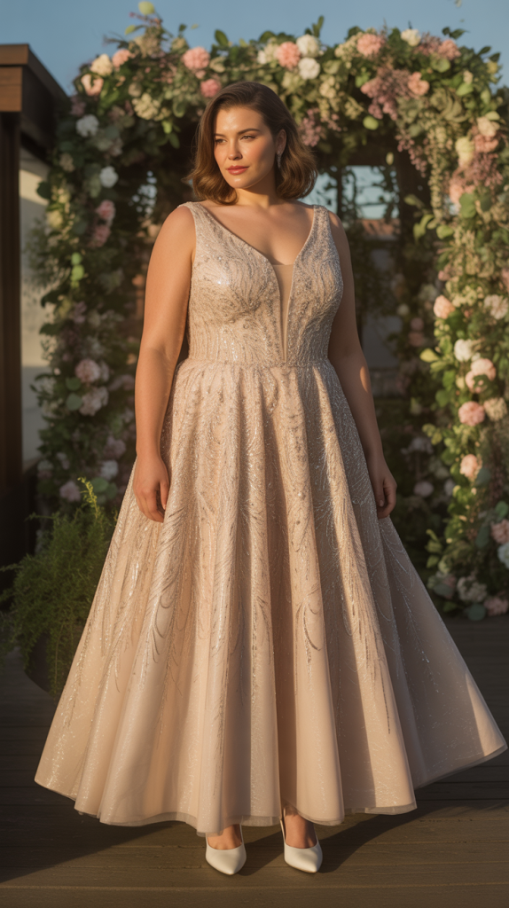 Hazel Sparkle A line Plus Size Wedding Dress