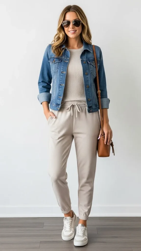 Joggers with a Denim Jacket