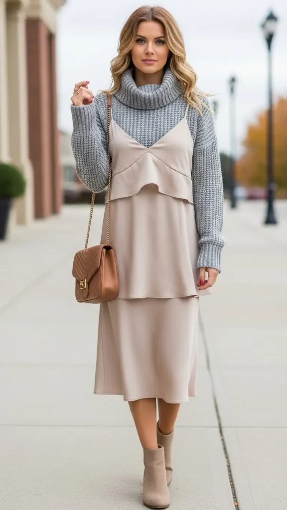 Layered Slip Dress with Sweater