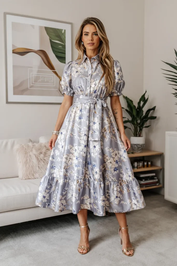 London Inspired Floral Midi Dress Spring Look