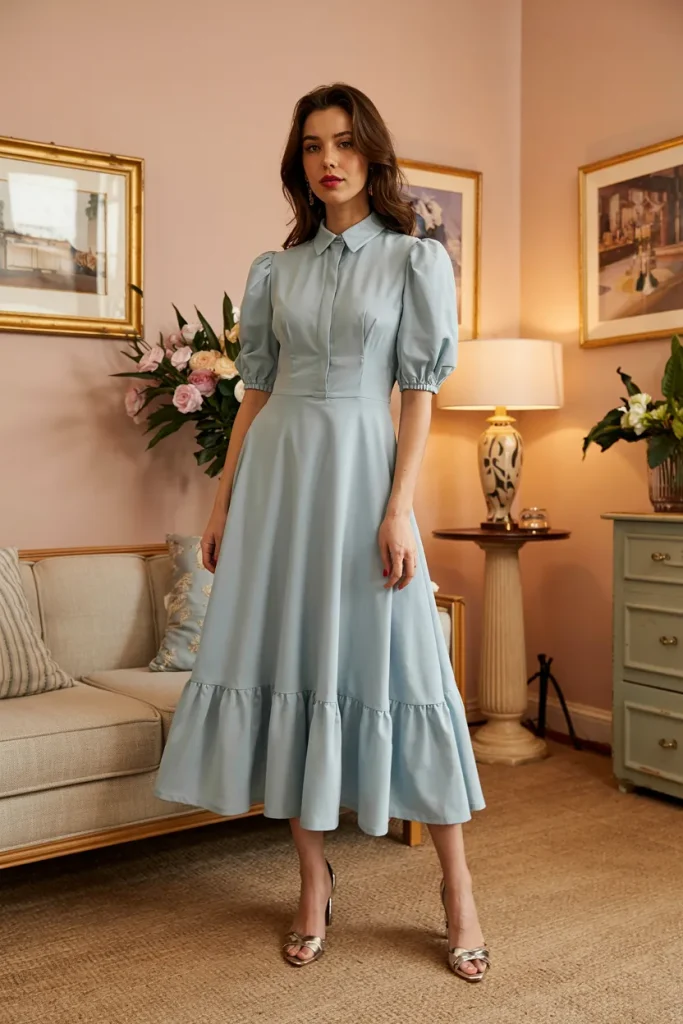 London-Inspired Godet Tea Dress