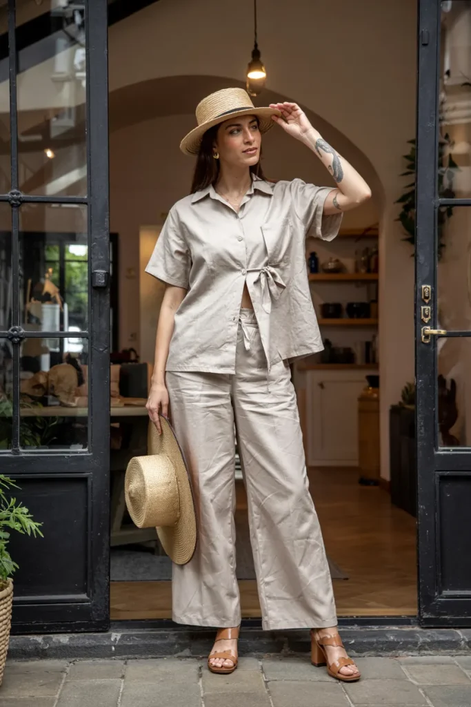 London Inspired Linen Mix Match Spring Outfit