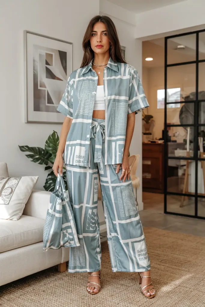 London Inspired Print Co ord Set Spring Outfit 1