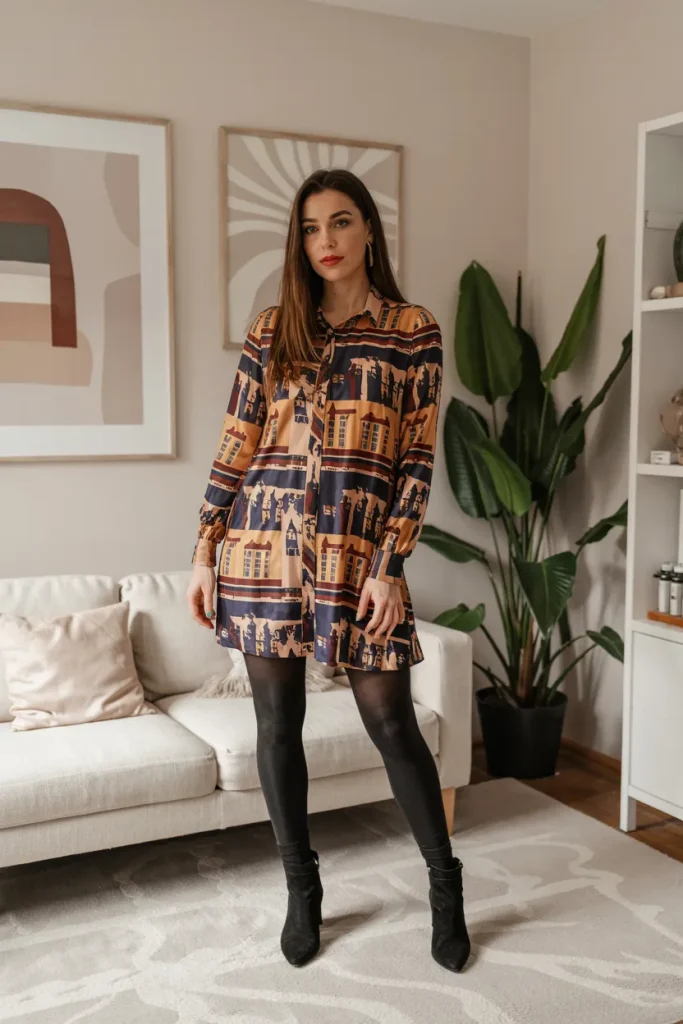 London Inspired Print Mini Tights Spring Outfit