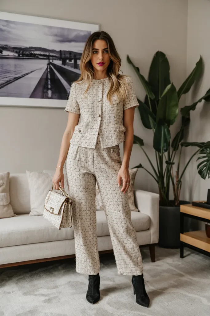 London Inspired Tweed Co ord Set Spring Outfit