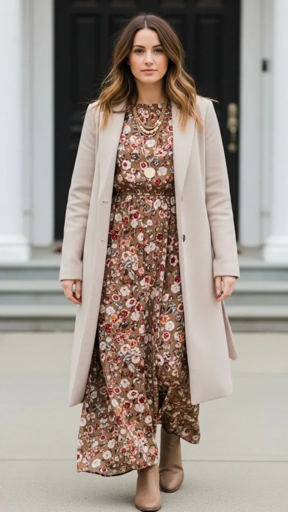 Maxi Dress with Longline Coat 1