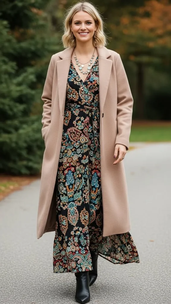 Maxi Dress with Longline Coat
