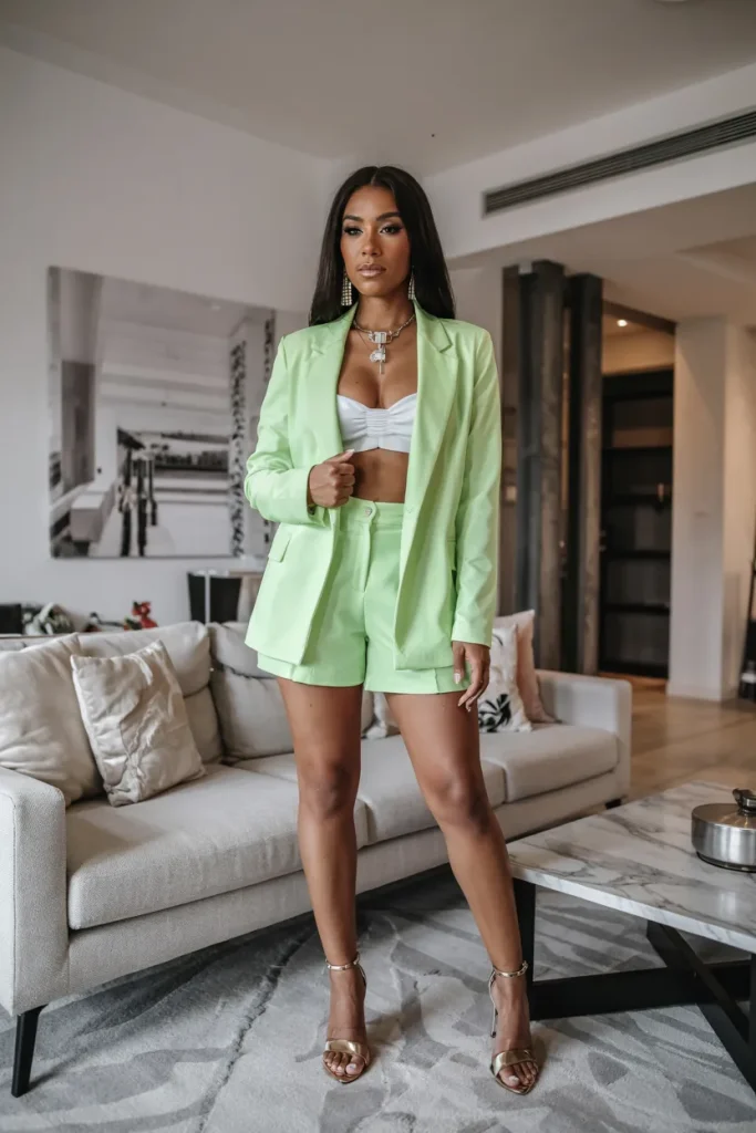 Neon Blazer and High Waisted Shorts