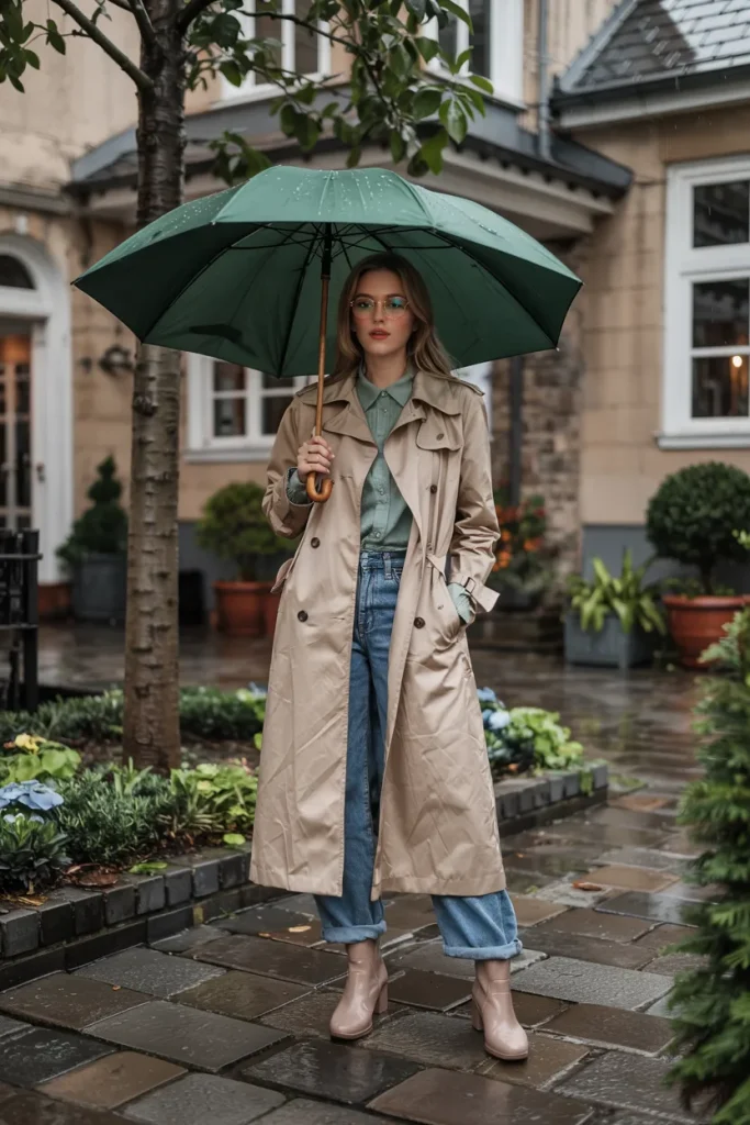 Old Money Inspired Rainy Day Spring Outfit