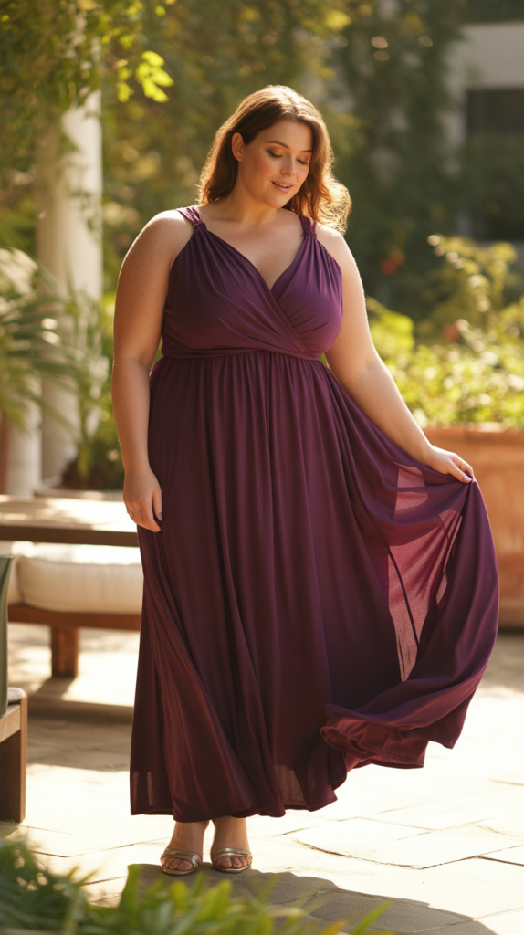 Plum Maxi Dress with Empire Waist