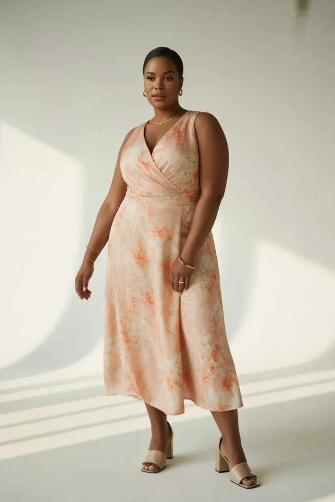 Plus Size A V Neck or Wrap Midi Dress