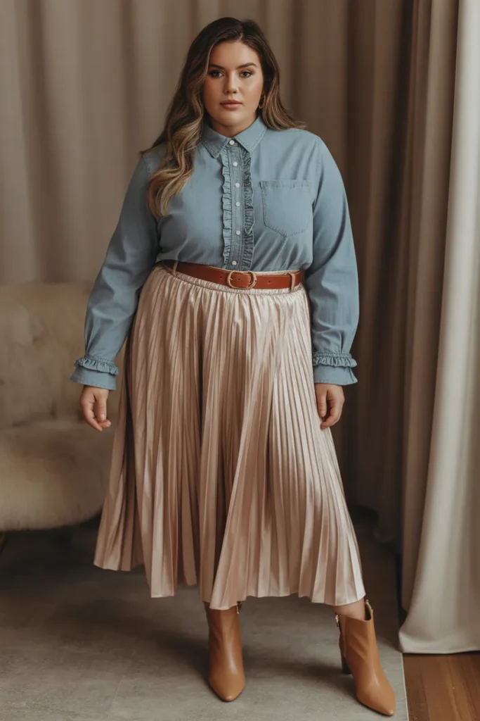 Plus Size Chambray Dreams Spring Winery Outfit