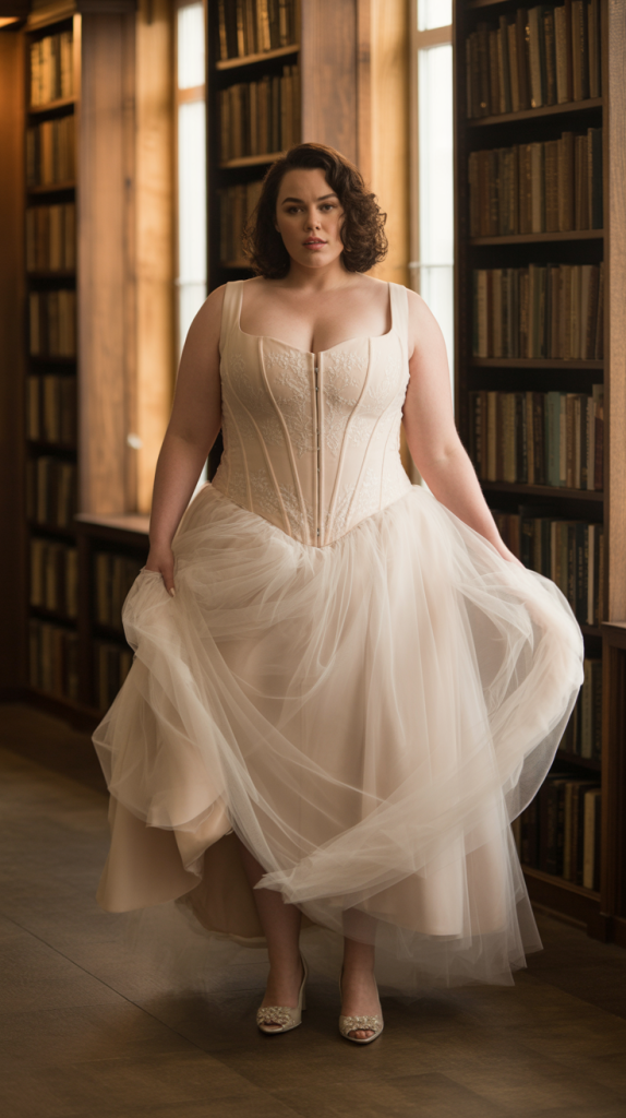 Plus Size Corset Style Tulle Wedding Dress