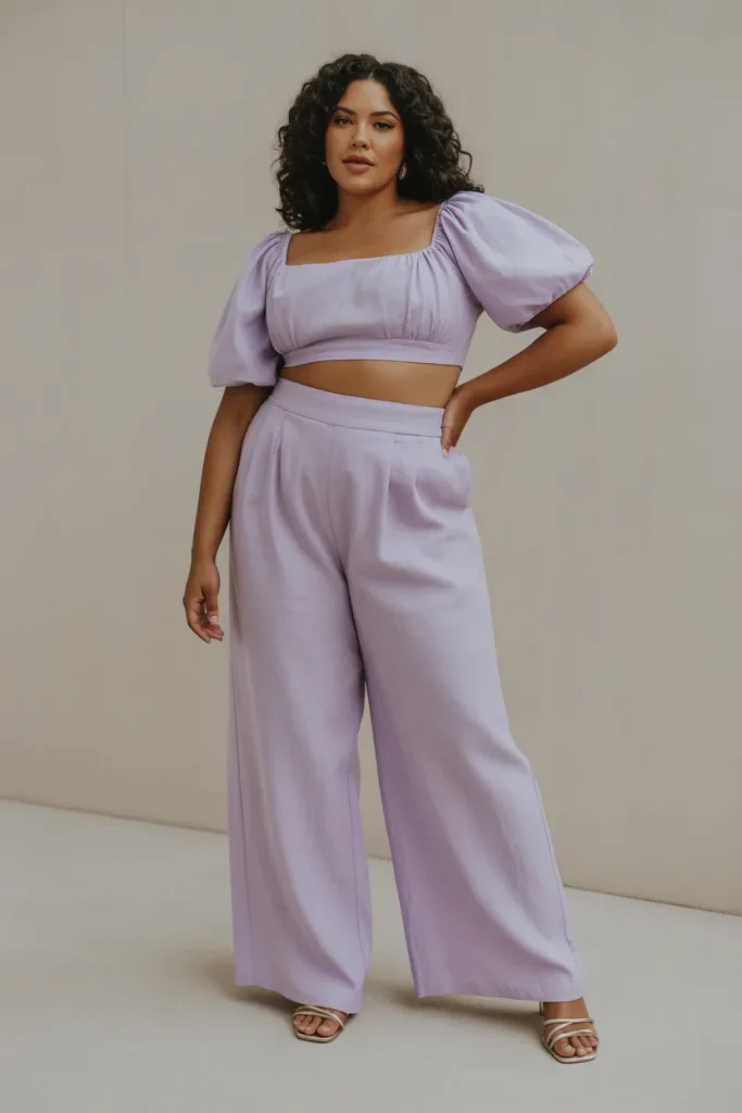 Plus Size Lavender Linen Coord Spring Winery Outfit