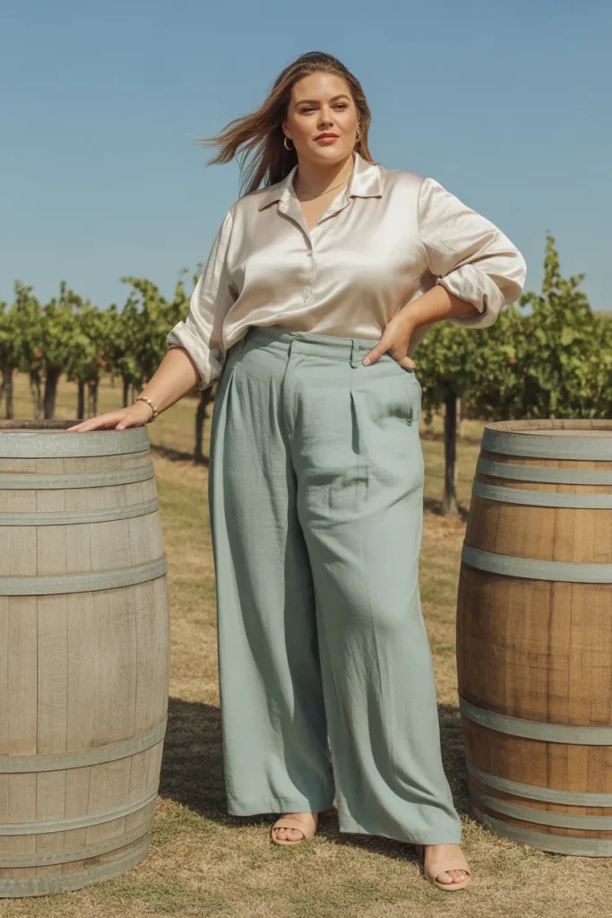 Plus Size Linen Trousers with Blouses