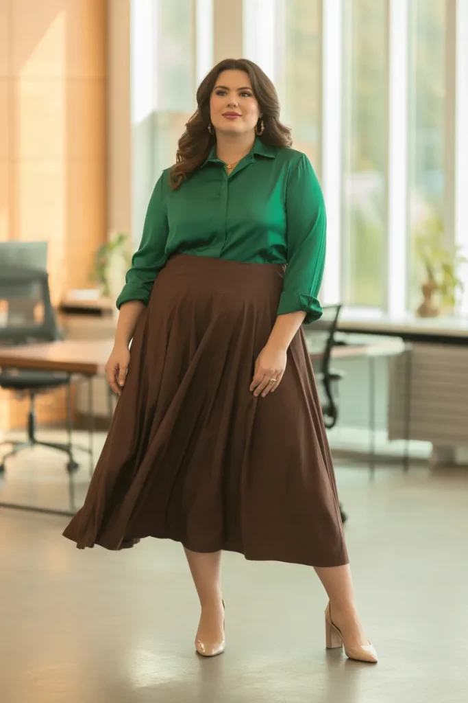 Plus Size Midi Skirts with Blouses