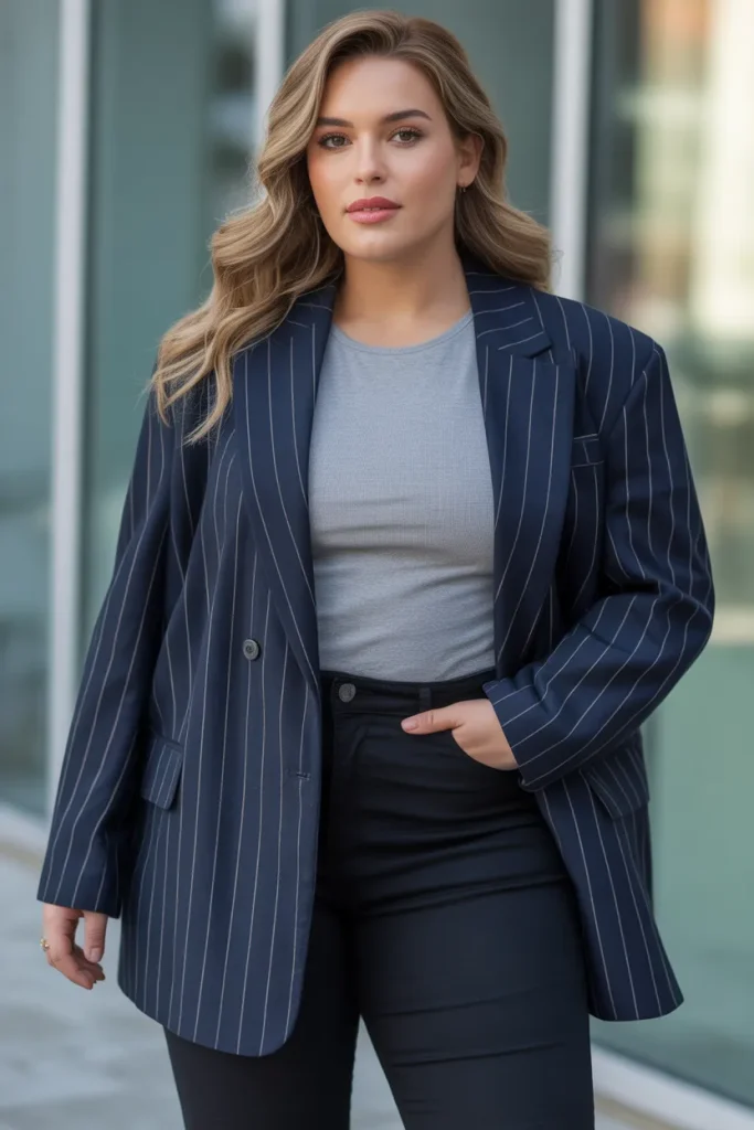 Plus Size Oversized Blazer with Skinny Jeans Outfit