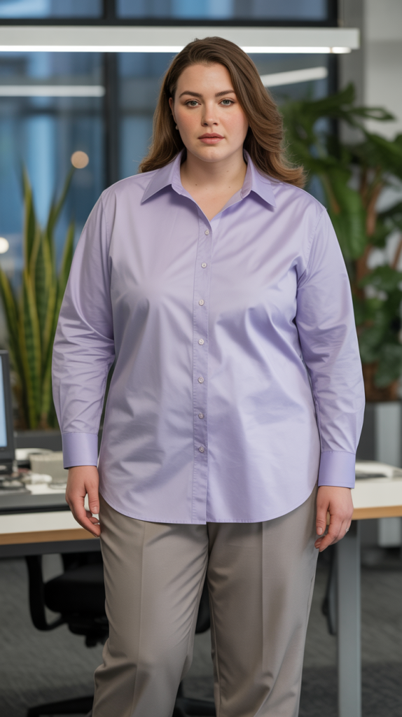 Plus Size Pointed Collar Button Up Shirt