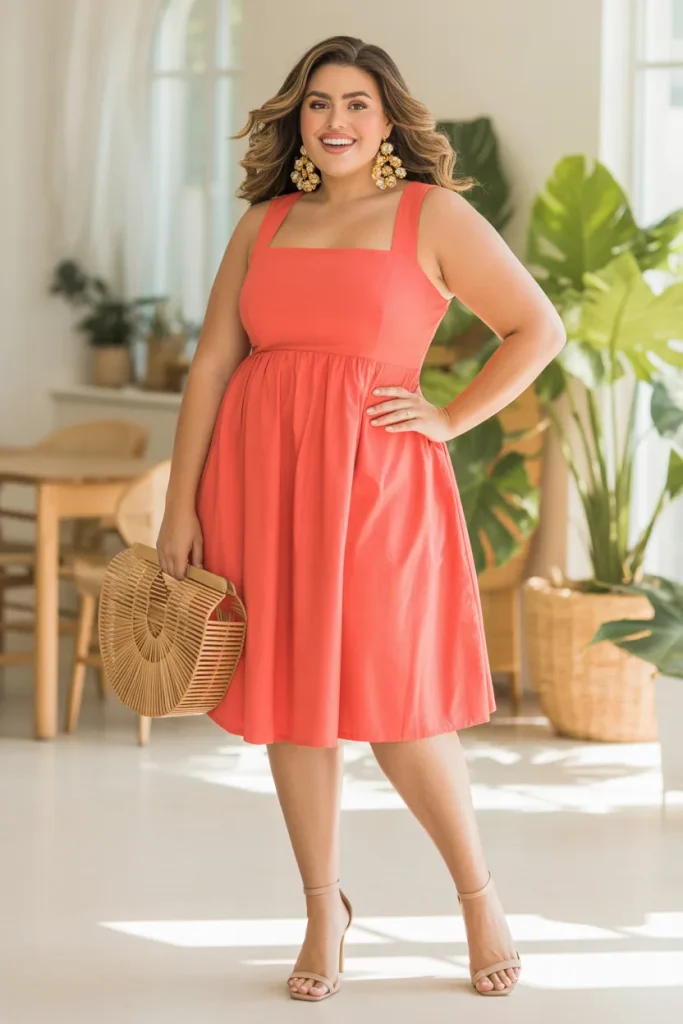 Plus Size Square Neck Sundress Outfit